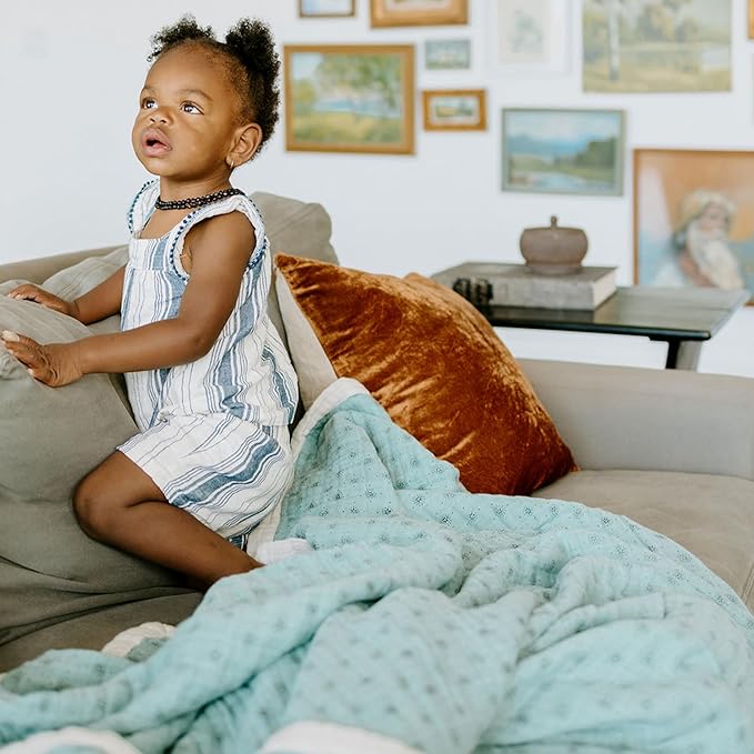 Little Unicorn Premium Quilted Throw | Super Soft, Multi-Layered Muslin XL Blanket| Great for Kids & Families (WallFlower)