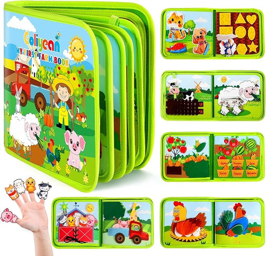GOLIYEAN Montessori Busy Book for Toddlers 1-3, Montessori Toys Busy Board for 1 Year Old Boy Girl Birthday Gifts, Educational Learning Sensory Activity Books, Quiet Book Travel Toys for Airplane Car