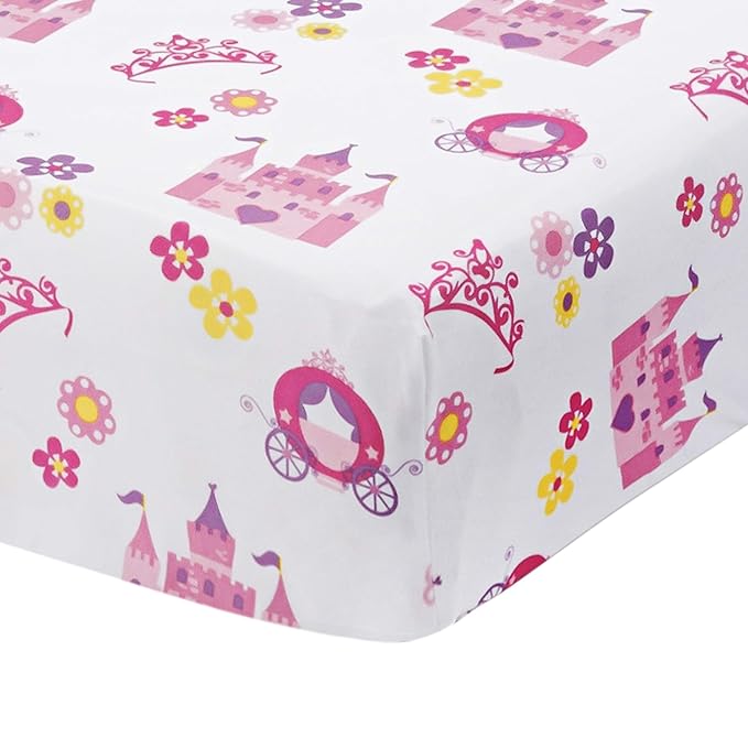 Everyday Kids 2 Pack Fitted Girls Crib Sheet, 100% Soft Breathable Polyester Baby Sheet, Fits Standard Size Crib Mattress 28in x 52in, Nursery Sheet - Princess/Lavender