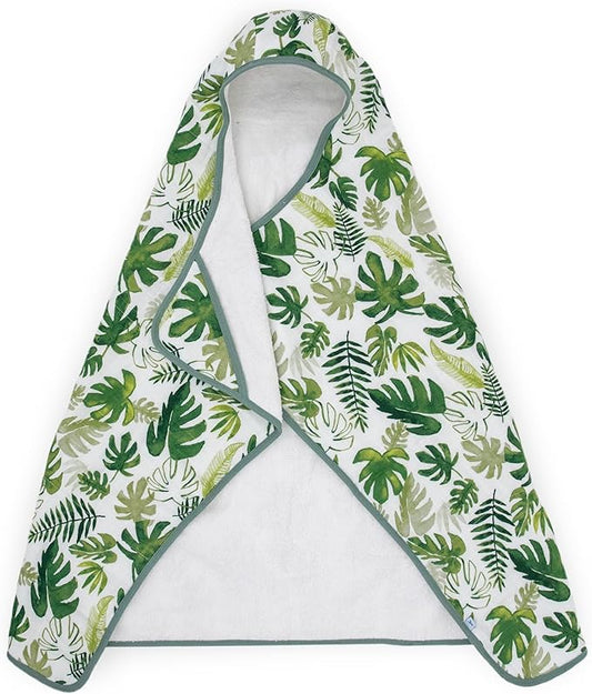 Little Unicorn Premium Hooded Bath Towel| Absorbent Cotton & Terry Blend | Larger Size, 1-6 Years (Tropical Leaf)