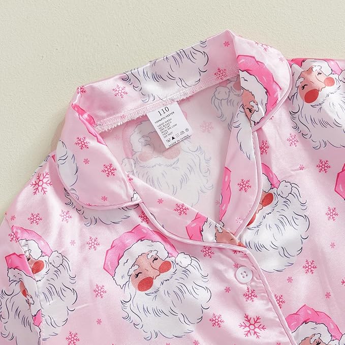 Toddler Kids Baby Girl Solid Pjs Ruffle Long Sleeve Button Shirt Top and Pants Cotton 2Piece Pajamas Set