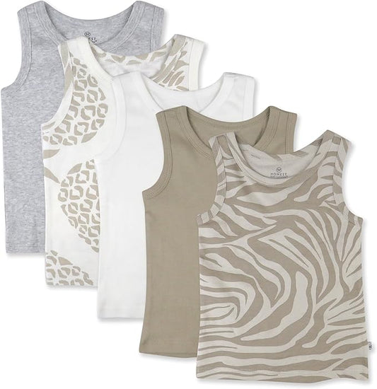 HonestBaby Sleeveless Muscle T-Shirts 100% Organic Cotton for Infant Baby and Toddler Boys, Girls