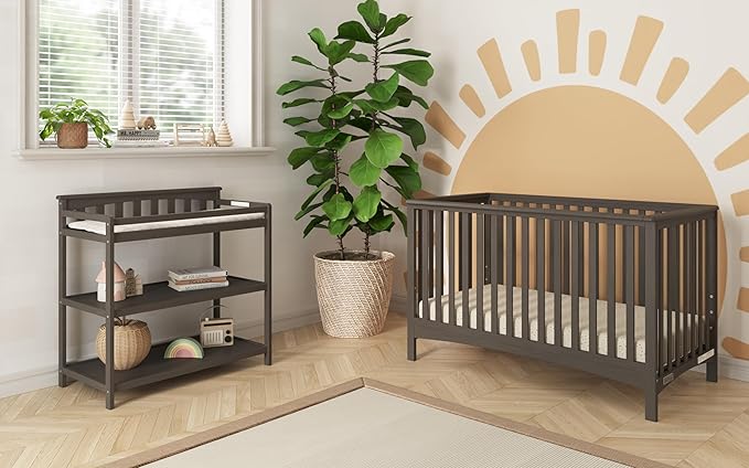 Child Craft London 4-in-1 Convertible Crib, Baby Crib Converts to Day Bed, Toddler Bed and Full-Size Bed, 3 Adjustable Mattress Positions, Non-Toxic, Baby Safe Finish (Dapper Gray)