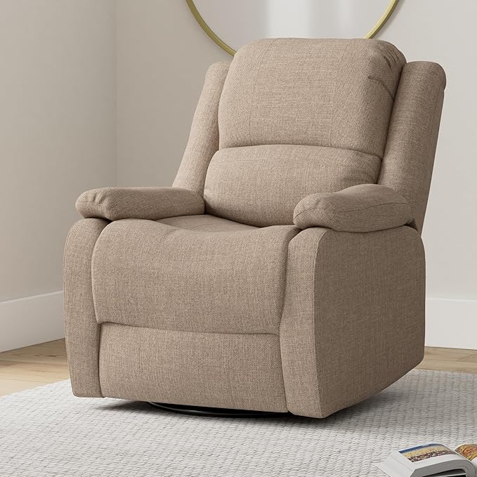 RecPro Charles Collection | 30" Swivel Glider RV Recliner | RV Living Room (Slideout) Chair | RV Furniture | Glider Chair | Oatmeal or Fossil | Cloth (2 Pack, Oatmeal)