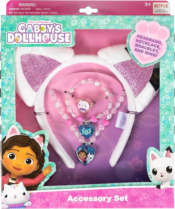 LUV HER Headbands for Girls - Kids Jewelry for Girls - Dress Up Set All in one Giftable Box - Headband - Play Jewelry Set - 4pc (Toddler Headband, Necklace, Dress Up Bracelet, Ring) Ages 3+