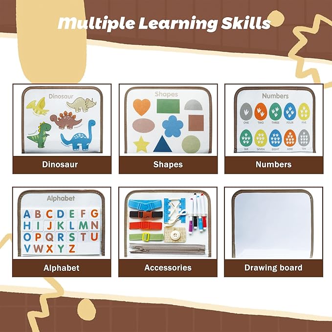 Felt Interactive Busy Book Sensory Toy Soft Activity Book Learning Toys for 3+ Years Old Children Children Busy Board - Ancient Dinosaurs
