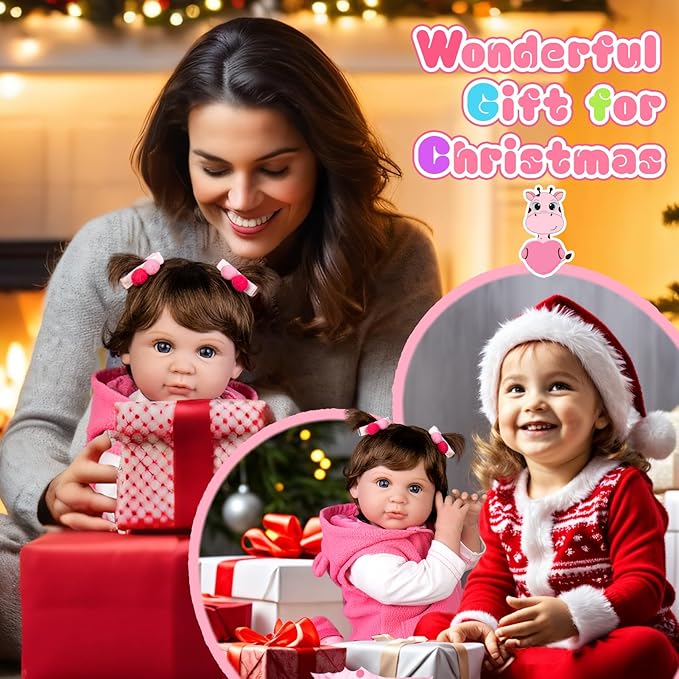 Aori Reborn Baby Girl Dolls - 22 Inch Realistic Lifelike Newborn - Handmade Soft Vinyl Girl Doll with Feeding Accessories | Weighted Cuddly Baby Toddler Gift Set for Kids 3+
