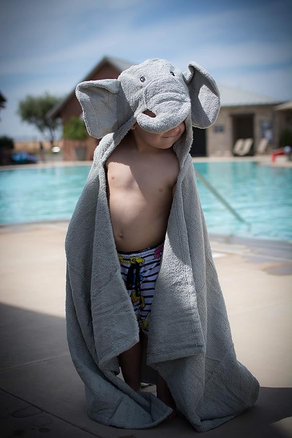 Hooded Baby Towel for Kids 2-8 | Large 100% Cotton Baby Towel for Girls or Boys | Cute Elephant Bath Towels for Babies and Toddlers