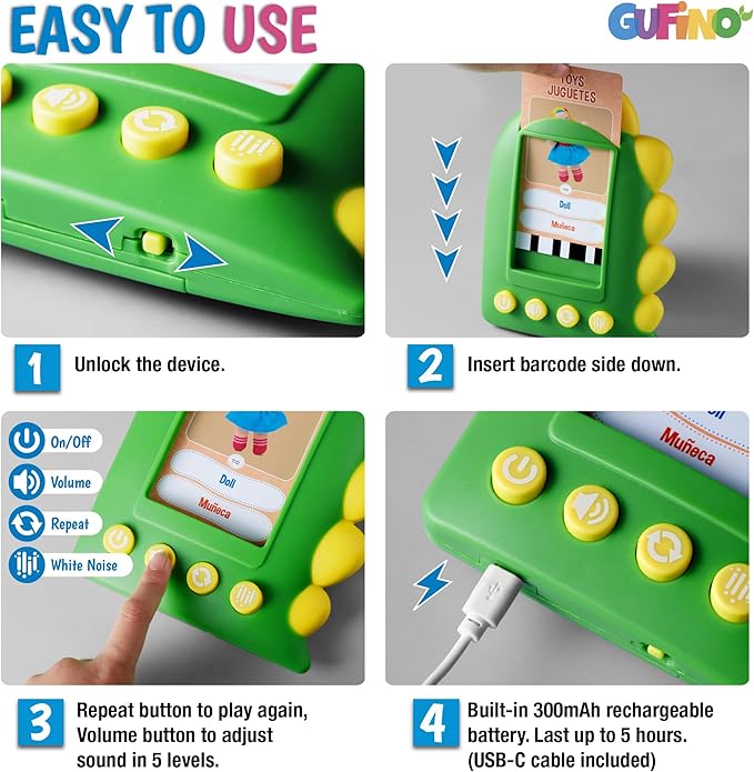 Spanish Flash Cards for Kids | Bilingual Talking Flashcards with Audio | English Learning Cards | Interactive Language Development Toy | Educational Flash Cards for Early Learning
