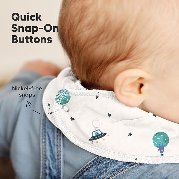 8-Pack Organic Baby Bandana Bibs for Boys, Girls - Super Absorbent Triangle Baby Bibs for Drooling and Teething Infant, 100% Cotton Extra Soft for Newborn, Infant 0-36 Months (Cosmo)