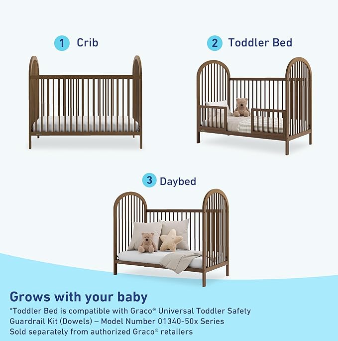 Graco Olivia Convertible Crib and Graco Premium Foam Crib & Toddler Bed Mattress Bundle (Hazelnut) – GREENGUARD Gold Certified, Standard Crib Mattress, Baby Crib Converts to Toddler Bed & Daybed