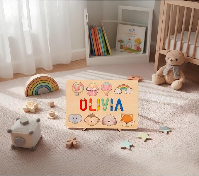 Personalized Name Puzzle for Kids, Custom Baby Toys Gift, Personalized Name Puzzles for Toddlers 1-3, 1st Birthday Gifts for Girl and Boy