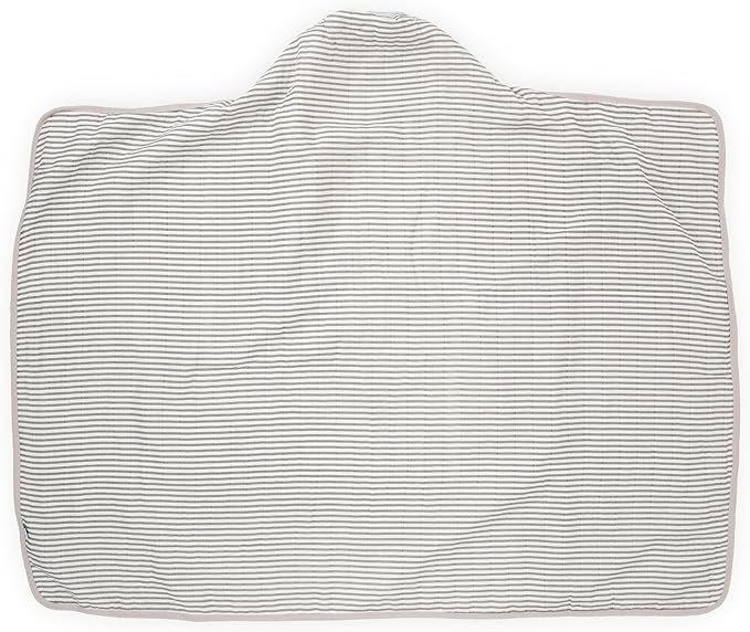 Little Unicorn Premium Hooded Bath Towel| Absorbent Cotton & Terry Blend | Larger Size, 1-6 Years (Grey Stripe)