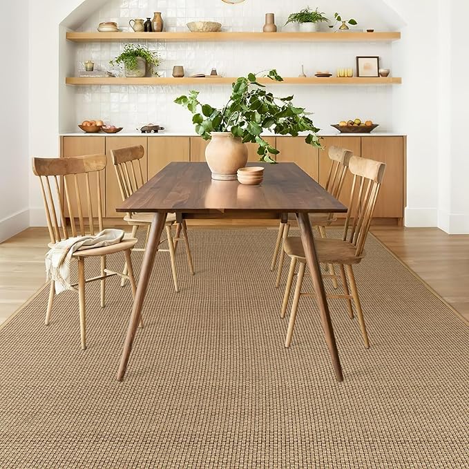 Wonnitar Farmhouse 5x8 Area Rugs for Living Room, Boho Washable Large Dining Room Rug, Neutral Braided Rubber Backed Mat Woven Absorbent Floor Carpet for Bedroom Kitchen Entry (Beige,5'x8')