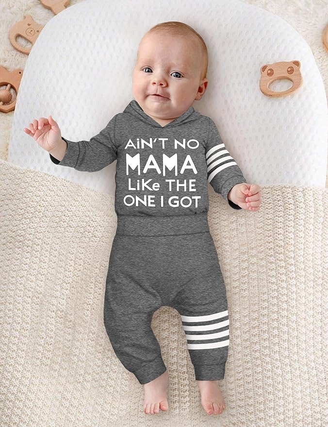 Fommy Newborn Baby Boy Clothes Plaid Letter Print Long Sleeve Hoodies + Long Pants 2PCS Fall Winter Outfits Set