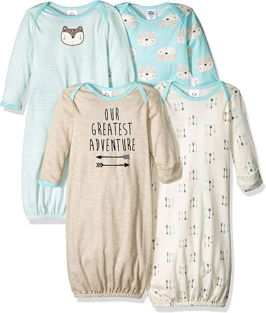 Gerber unisex-baby Baby Boy and Girls 4-pack Sleeper Gown