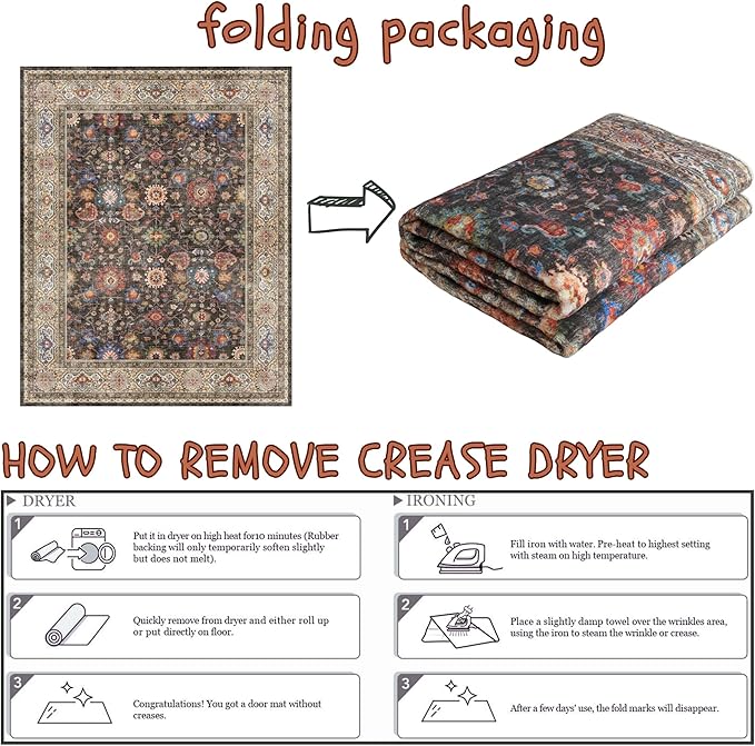 Door Mat Indoor Entrance 2x3 Rug Machine Washable Boho Small Area Rug Non-Slip Low Pile Throw Rugs for Entryway, Kitchen, Front Door Indoor Entrance, Entry, Kids Room (Dark Espresso)