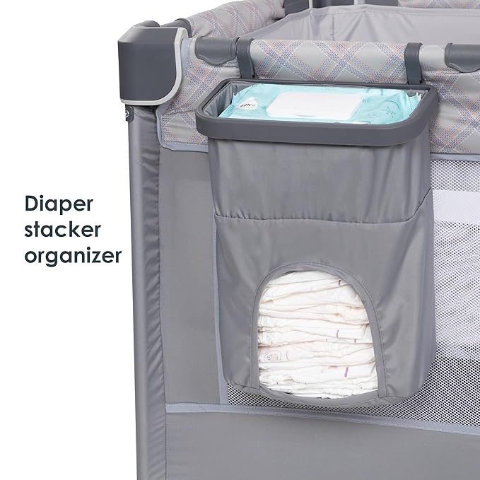 Baby Trend Lullaby Nursery Suite EZ-Fold Playard with Portable Rocking Lounger, Madrid Plaid