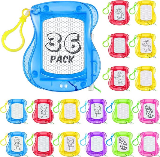 36 Pcs Mini Magnetic Drawing Board Doodle Boards for Backpack Keychain Clip Erasable Drawing Sketch Pad Birthday Party Favors Goodie Bags Prizes Classroom, 6 Colors