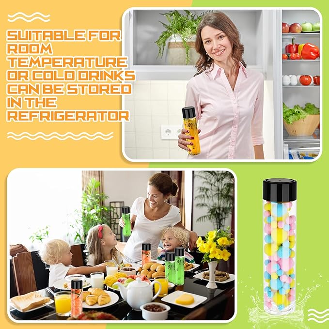 Hoolerry 16 Pcs Empty Sensory Bottles 12 oz Plastic Reusable Juice Water Bottles with Lids Bulk Reusable Drink Containers for Milk Tea Beverages Sensory Classroom Party Supply