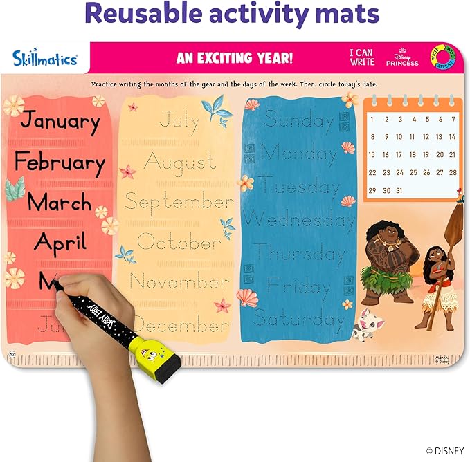 Skillmatics I Can Write Disney Princess - Reusable Preschool Learning Activities, Educational Toy and Game, Back to School Supplies, Gifts for Students, Kids, Toddlers Ages 3, 4, 5, 6