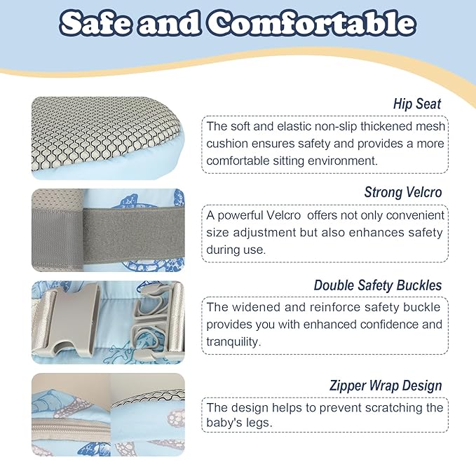 Baby Hip Carrier - Adjustable Waistband & Hip Seat for Newborn-Toddler (Up to 66 Lbs) with Pockets for Parents