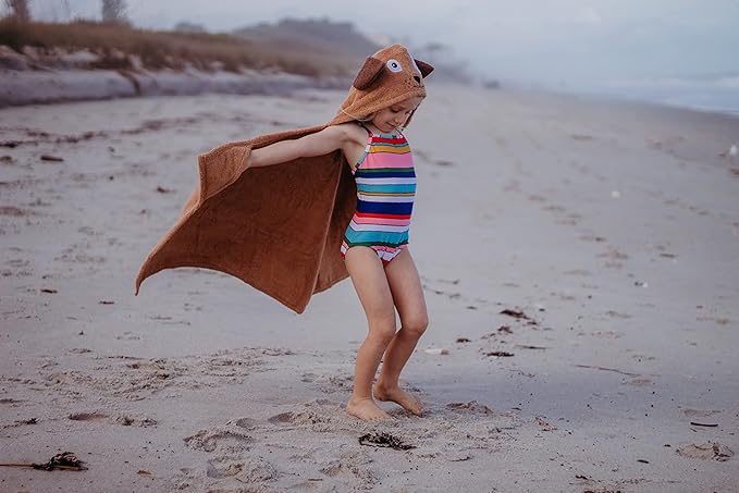 Hooded Baby Towel for Kids 2-8 | Large 100% Cotton Baby Towel for Girls or Boys in Brown | Unisex Cute Puppy Dog Bath Towels for Babies and Toddlers