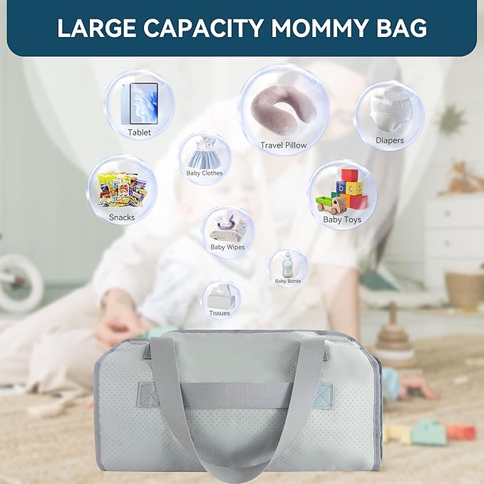 Toddler Airplane Bed & Travel Bag 2 in 1, Portable Airplane Seat Extender for Kids, Adjustable Footrest Baby Airplane Travel Essentials, Carry On Gym Weekender Bag for Mommy (Blue)