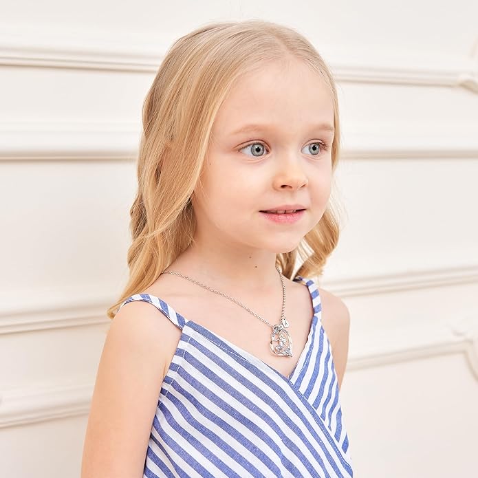 K-Acc 14K Gold-Plated Mermaid Initial Heart Necklace - Gifts for Girls