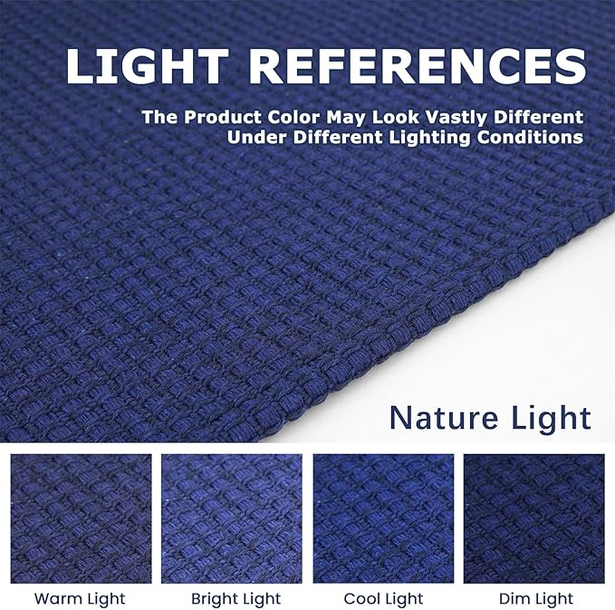 KOZYFLY Indoor Door Mat 2x3 ft Small Area Rugs Washable Front Door Mat Non Slip Rubber Backed Entryway Rug Cotton Entrance Doormat for Front Porch Bathroom Kitchen Bedroom, Royal Blue/Navy