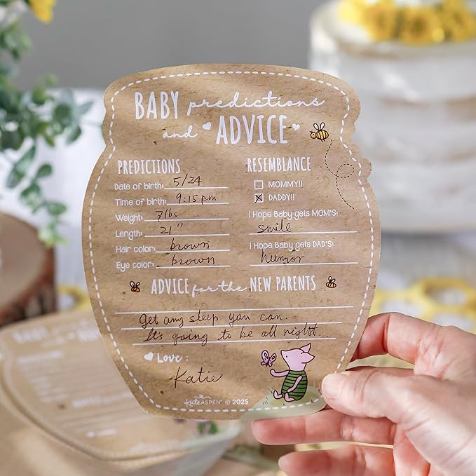 Kate Aspen Honey Bear Advice Cards For Baby Shower Game & Activity, Prediction Cards, Baby Shower Decorations, (Set of 50)