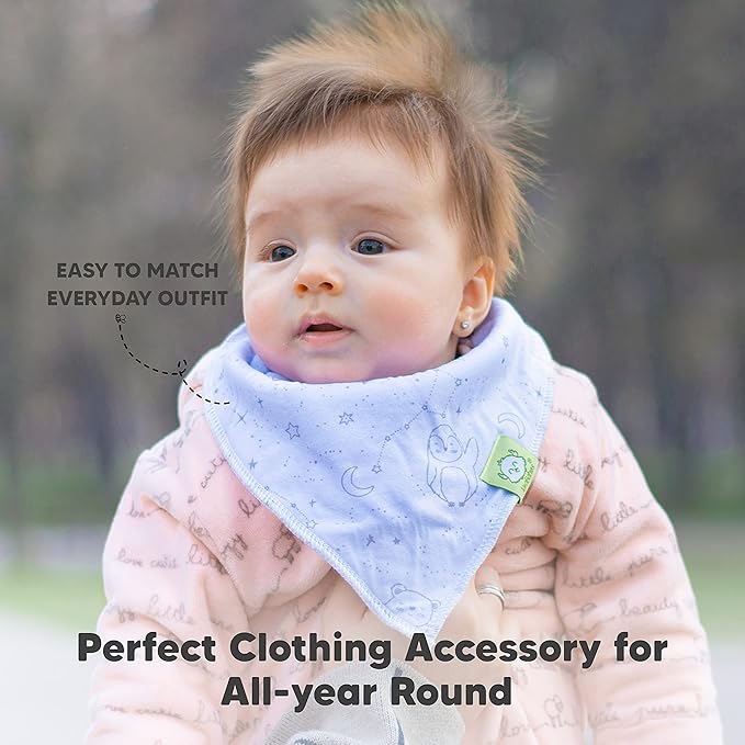 8-Pack Organic Baby Bandana Bibs for Boys, Girls - Super Absorbent Triangle Baby Bibs for Drooling and Teething Infant, 100% Cotton Extra Soft for Newborn, Infant 0-36 Months (Constellation)