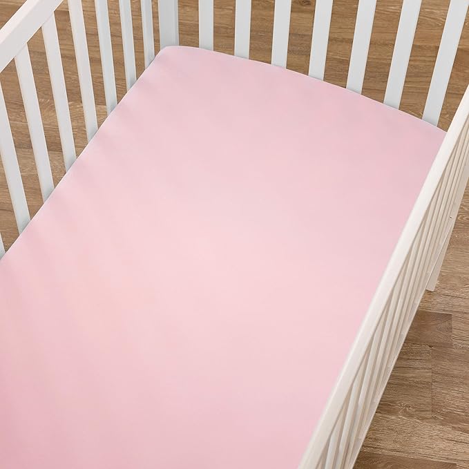 American Baby Company 3 Pack 100% Natural Cotton Fitted Crib Sheets 52" x 28" - Soft, Breathable, Hypoallergenic & Gentle Toddler Bed Sheets, Pink, Neutral for Boys & Girls