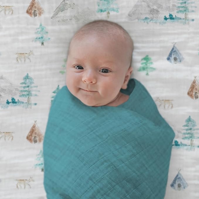 SwaddleDesigns Cotton Muslin Swaddle Blanket, Receiving Blanket for Baby Boys & Girls, Best Registry Gift, 46x46 inches, Teal