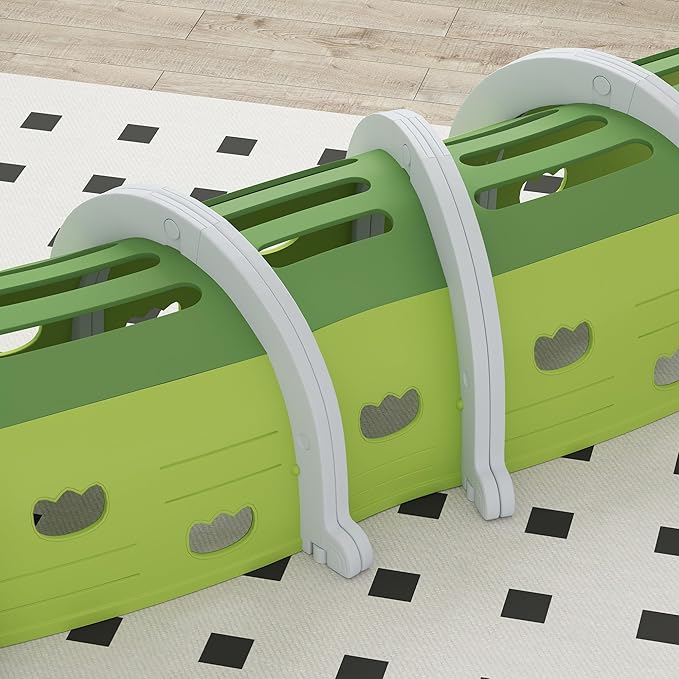 Qaba Crocodile Tunnel, Toddler Tunnel for Kids Crawl and Climb Through, Kids' Play Structure Indoor Outdoor, 6 Sections, Green