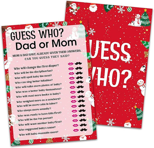 Baby Shower Game Cards, Find Who Dad or Mom Game, Christmas Party Games, Set of 30 (Chris007)