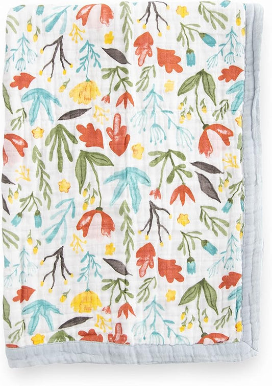 Little Unicorn Newborn Receiving Quilt | Ultra- Soft, Multi-Layered Muslin Fabric | Gift for Newborns & on-The-go (Meadow)