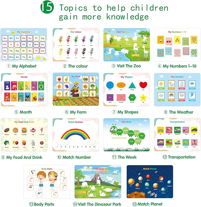 Busy Book for Toddlers Montessori Toys Busy Board for 3+ Year Old Boy Gifts Girl Toys Educational Learning Quiet Activity Books Toddler Airplane Travel Toy 3+ One Year Old Birthday Gift (Multicolored)
