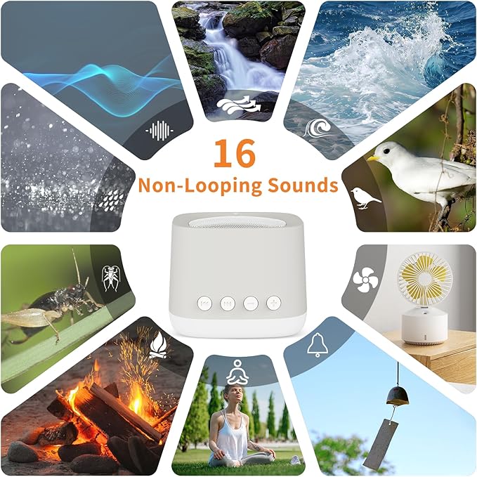 Portable White Noise Machine,Mini Sound Machine for Travel with Breathing Night Light,16 Soothing Sounds,Timer,Rechargeable Brown Noise Machines for Sleeping Adults Gift,Office Privacy,Home (Puttyi)
