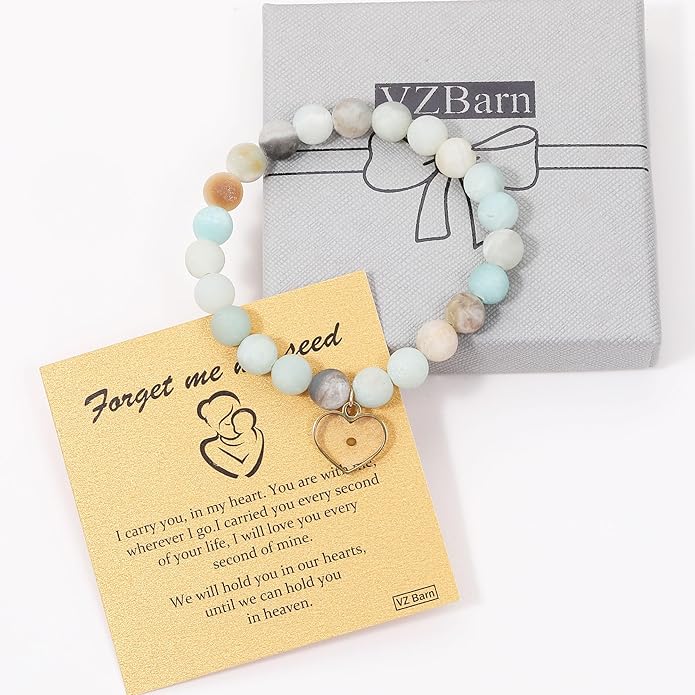 Miscarriage Gift Heart Charm Stretch Bracelet Crystals and Healing Stones Bracelet for Mother Father