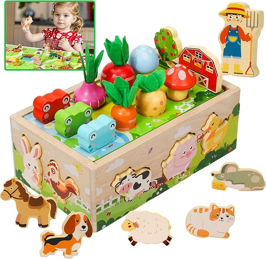 KMTJT Toddlers Montessori Wooden Toys for 1 Year Old: Baby Toys 12-18 Months | 1st One First Birthday Gifts for 1-2 Year Old Girls Boys | Educational Learning Fine Motor Skills Toy