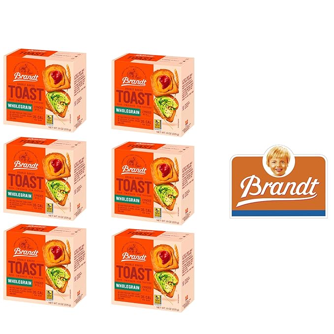 Brandt Toast, Zwieback, Double Baked, 8 Ounces (pack of 6, Whole Grain)