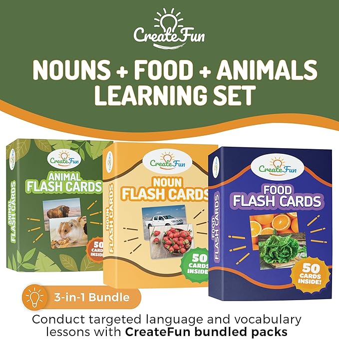 150 Noun Food and Animal Flash Cards Set, Montessori Educational Games, Vocabulary Builder Picture Cards for Speech Therapy, ESL, Occupational Therapy, Autism, Dementia and SLP Learning Materials