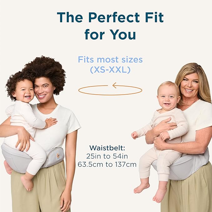 Ergobaby Lift Ergonomic Baby Hip Seat Carrier with Storage, Comfortable Wide Waistbelt and Lumbar Support (17lbs - 45lbs) - Anti-slip Toddler Carrier - Midnight Blue