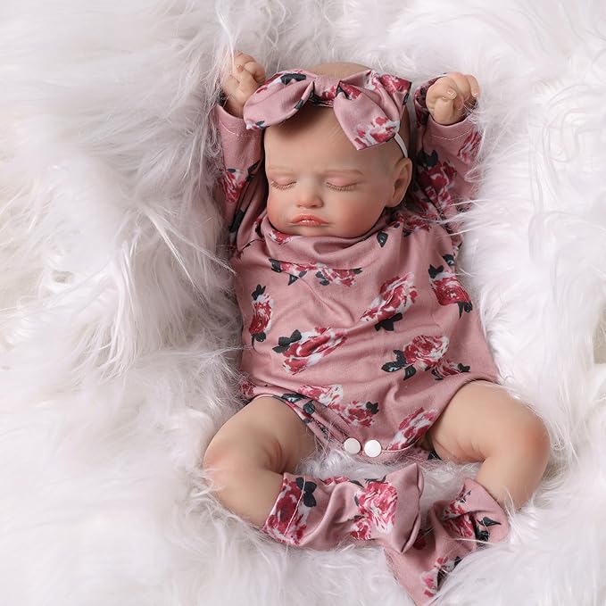 Lifelike Reborn Baby Dolls Girl - 18 inch Sleeping Realistic Newborn Baby Dolls Full Vinyl Body Real Life Baby Dolls Girl with Accessories for 3+ Year Old Gifts, Pretend Play, Collection