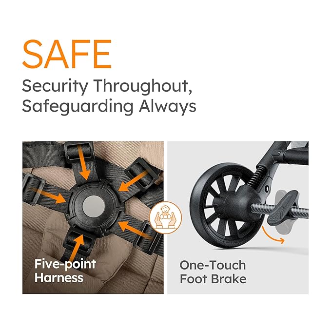 Lightweight Baby Strollers for Airplane, Ultra-Compact Travel Stroller, Light & Strong Portable Toddler Stroller with Carbon Fiber Frame and UPF 50+ Waterproof Canopy, Only 9.9 lbs, Brown