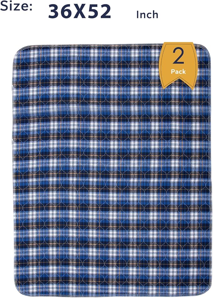Non-Slip Bed Pads for Incontinence Washable (36" x 52"|2 Pack),Waterproof Bed Pads,Adult Washable Incontinence Bed Pads for Adults,Dog,Kids