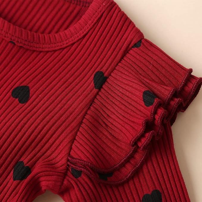 Fullfamous Baby Girl's 3pc Rib Frill Long Sleeve Romper and Pant Set