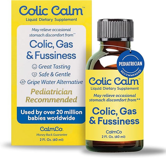 Colic Calm Infant Gripe Water for Colic, Helps Fussiness, Upset Stomach, and Baby Gas Relief, 2 fl oz (Pack of 1)