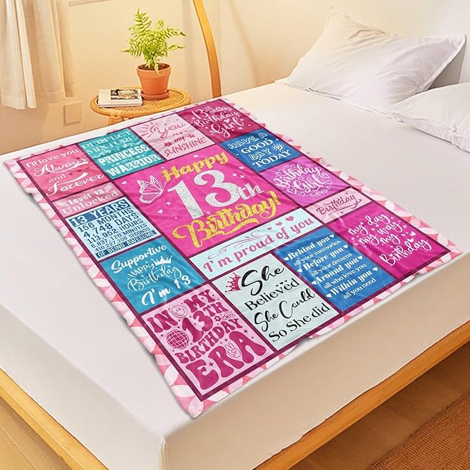 13th Birthday Gifts for Girls, 13 Year Old Girl Gifts, 13th Birthday Decorations for Girls, Gifts for 13 Year Old Girl, Teenager Girl Gift Ideas, Birthday Gifts for Teen Girls, Girls Blanket 50"x60"